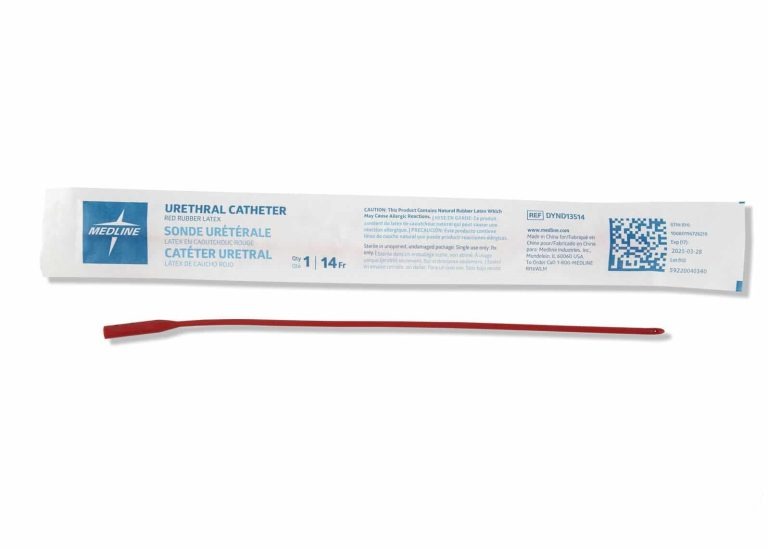 Medline Red Rubber Latex Straight Catheter