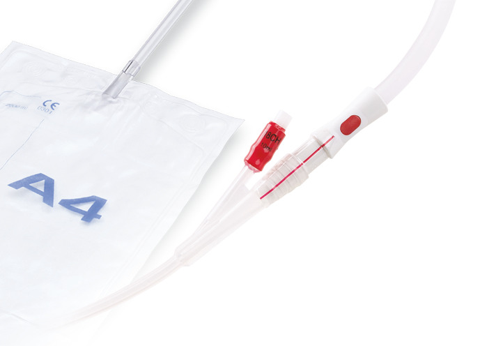 A4 PreKon&trade;, Closed urine drainage System with siliconized Foley catheter