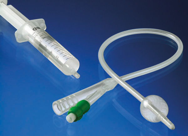 Careline&trade; All Silicone Foley catheter, Standard, 2-way, hard valve, with prefilled syringe
