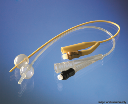 Silicone elastomer coated Foley catheter, Pediatric, Standard, 2-way, hard valve
