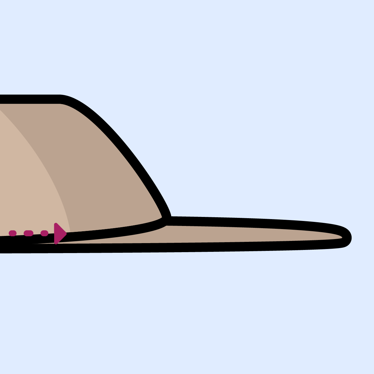 An animated GIF showing the slope of a convex skin barrier, from the base to the apex of the dome.